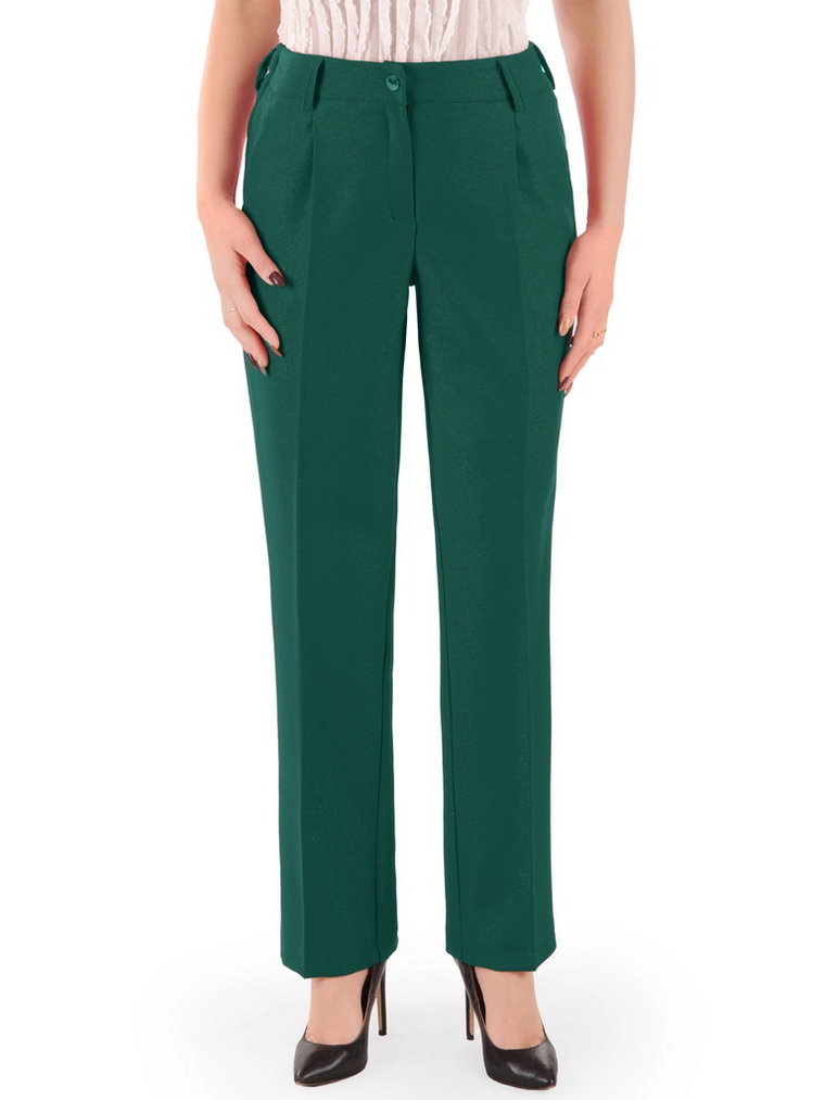 Lniane spodnie damskie w kolorze zielonym 37692