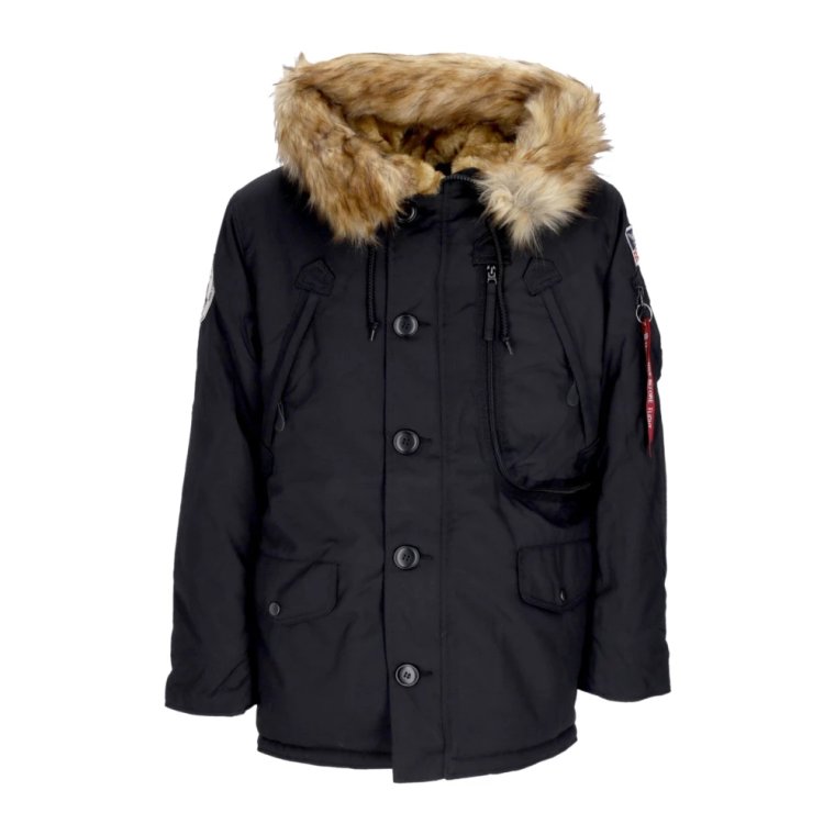 Czarna kurtka polarowa z kapturem Alpha Industries