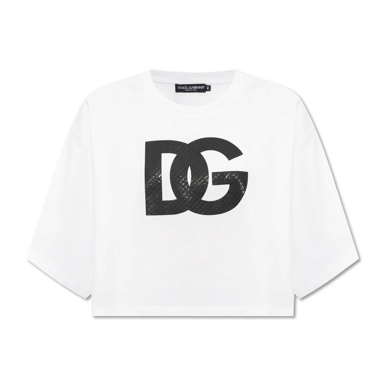 Krótki t-shirt z logo Dolce & Gabbana