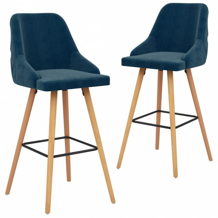 Krzesła barowe, 2 szt., niebieskie, obite aksamitem kod: V-289463