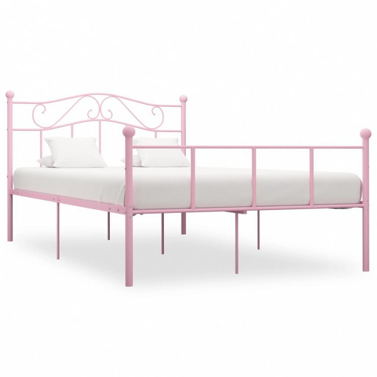 Rama łóżka, różowa, metalowa, 160 x 200 cm kod: V-284541