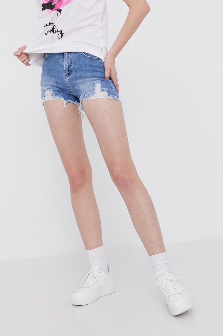 Answear Lab Szorty jeansowe damskie gładkie high waist