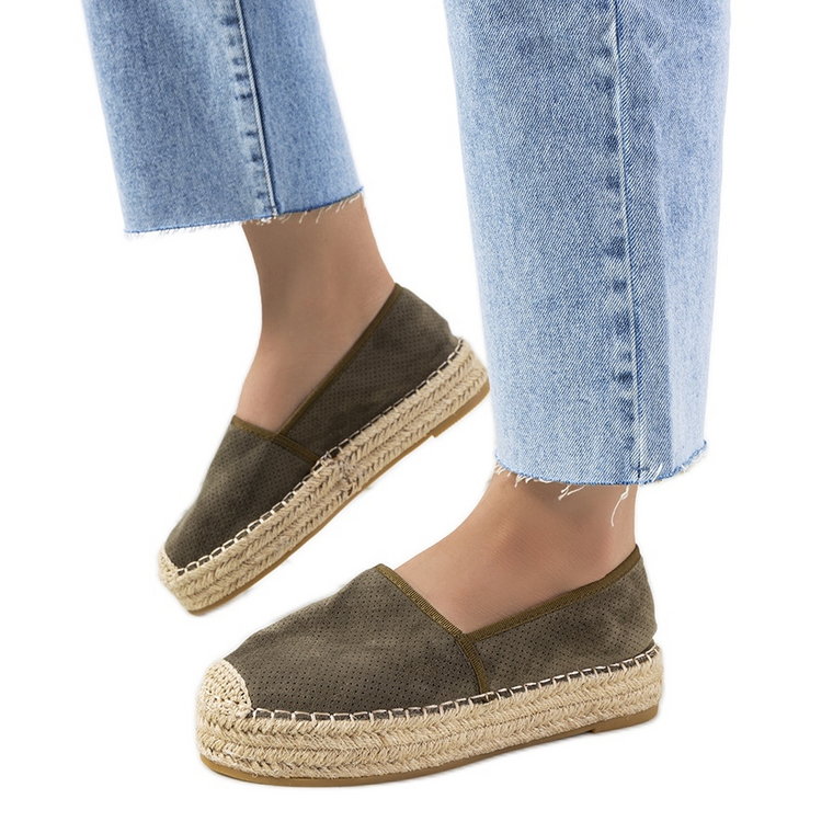 Zielone espadryle ażurowe Capelle khaki