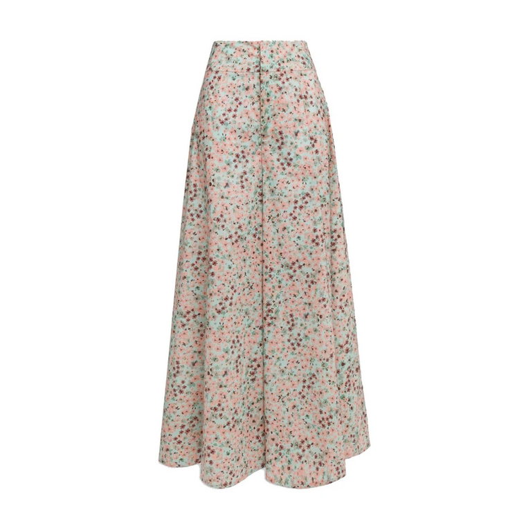 Weili Zhneg Mint Pink Floral Wide LEG Trousers Weili Zheng