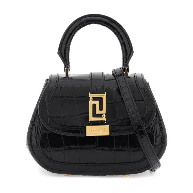 Croco-embossed Greca Mini Torba Versace