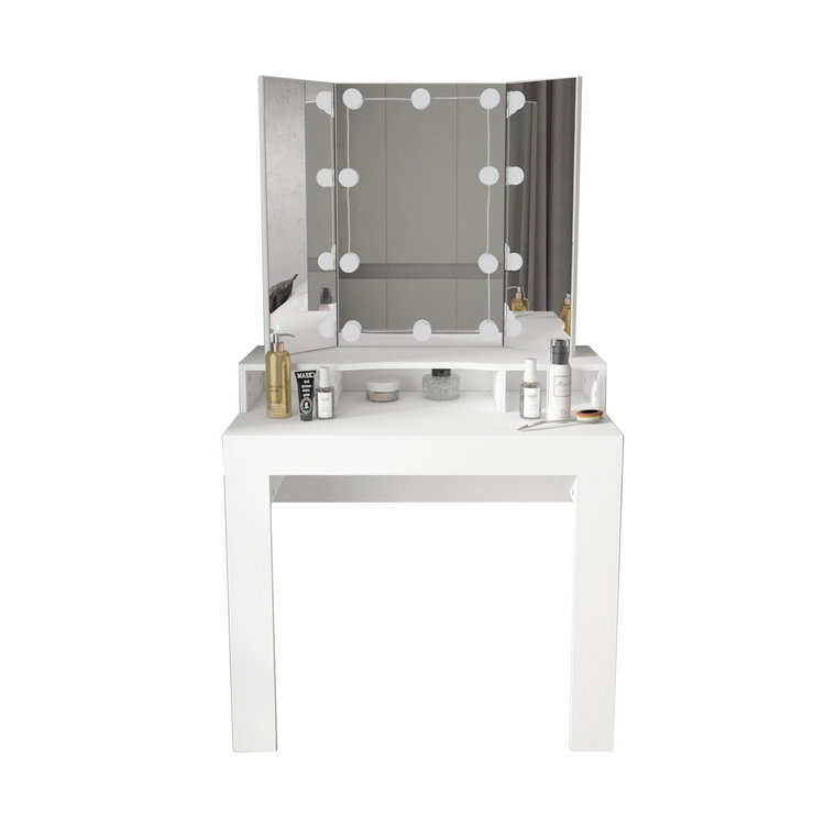 Stolik toaletowy z oświetleniem LED 895x155x435 cm biały MDF