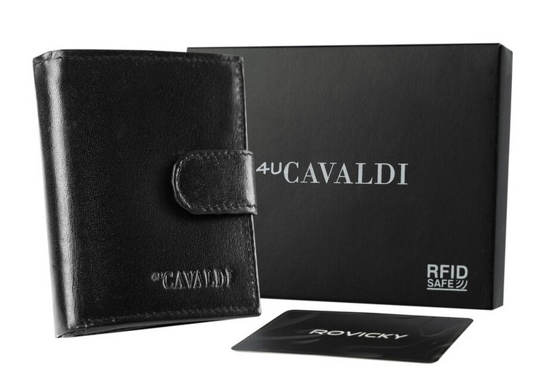 Skórzany portfel męski średnich rozmiarów z systemem RFID  4U Cavaldi
