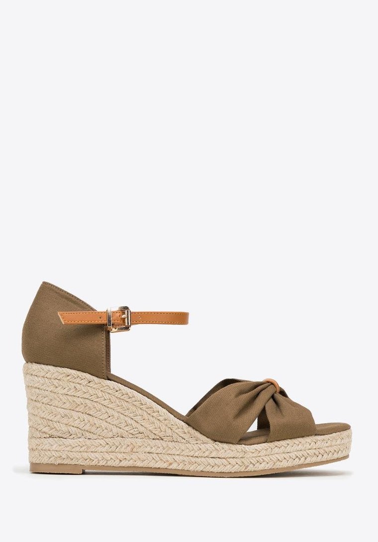 Damskie espadryle z kokardą z przodu khaki 36