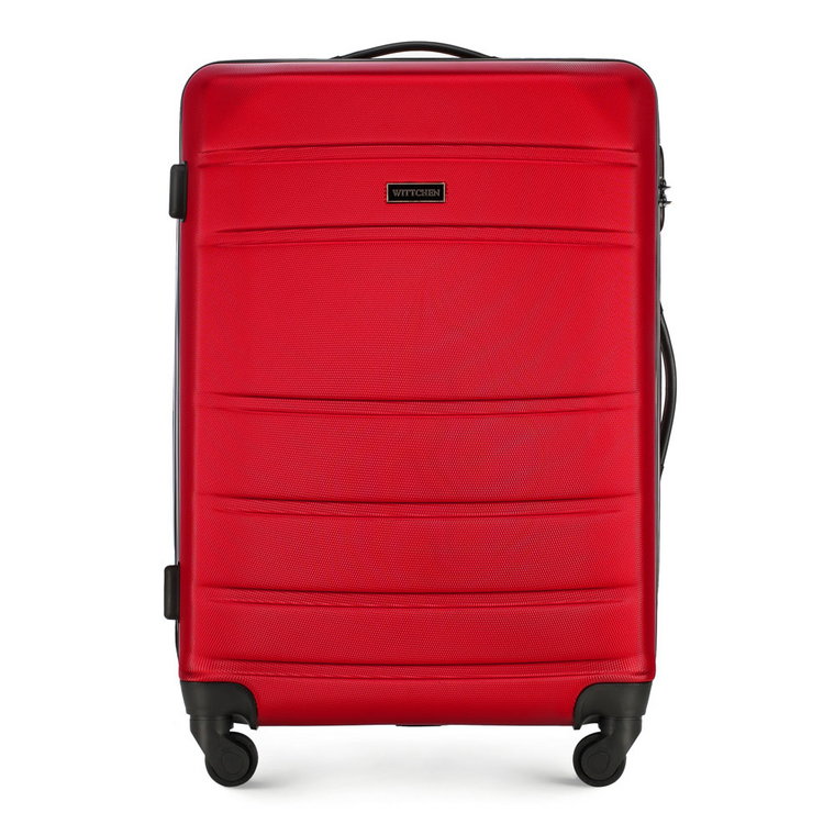 Średnia walizka z ABS-u żłobiona czerwona