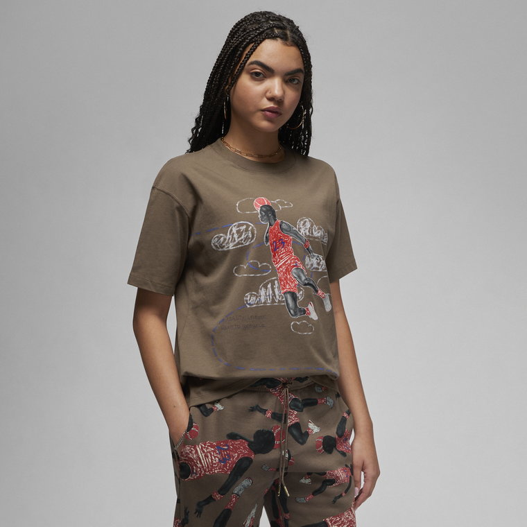 T-shirt damski Jordan Artist Series by Parker Duncan - Brązowy