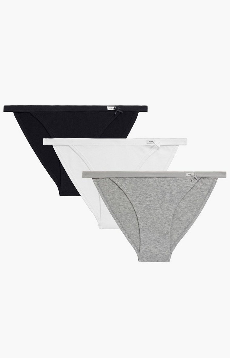 3-pack figi damskie tanga 3CLP-006-CZA/BIA/SZMJ, Kolor czarno-biało-szary, Rozmiar S, ATLANTIC