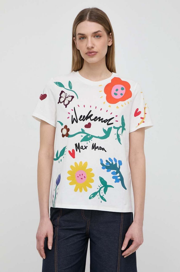 Weekend Max Mara t-shirt bawełniany damski kolor biały 2415971061600