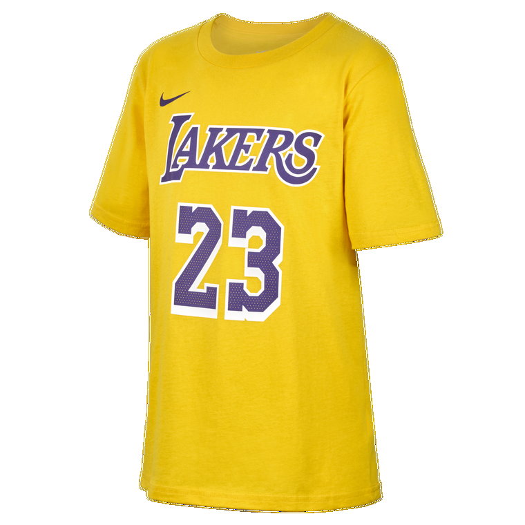 T-shirt dla dużych dzieci (chłopców) Nike NBA LeBron James Los Angeles Lakers - Żółty