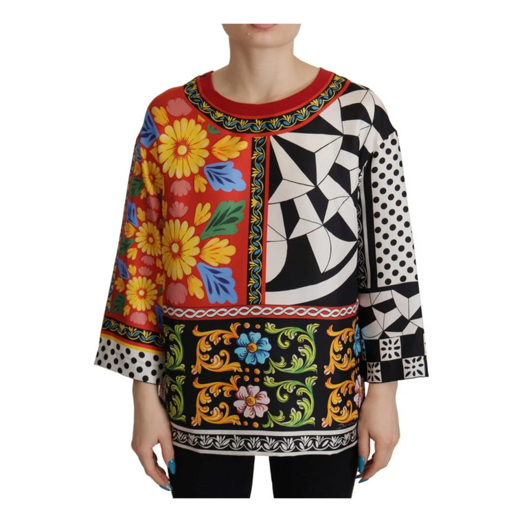 Jedwabna bluzka barokowa z kwiecistym wzorem Dolce & Gabbana