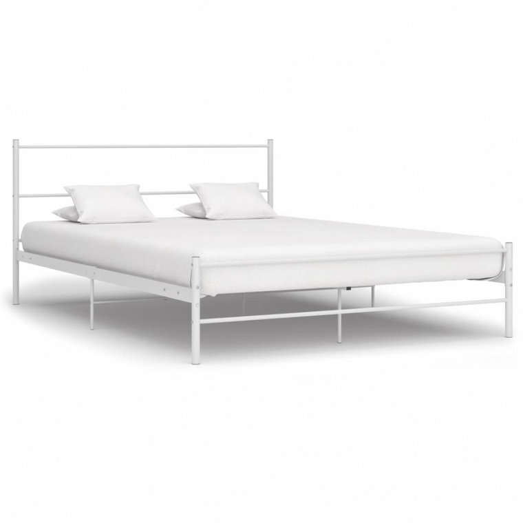 Rama łóżka, biała, metalowa, 140 x 200 cm kod: V-284695