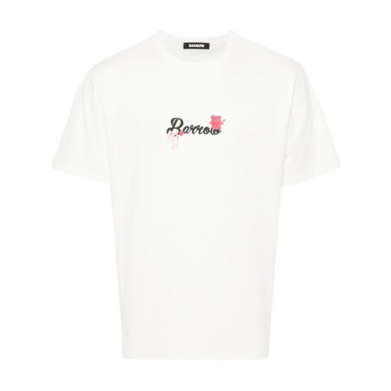 Biała Bawełniana Koszulka z Nadrukiem Logo Barrow