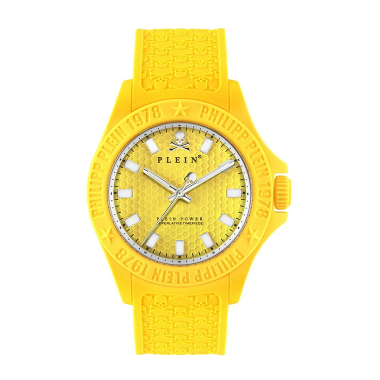 Neonowy żółty zegarek z silikonowym paskiem Philipp Plein
