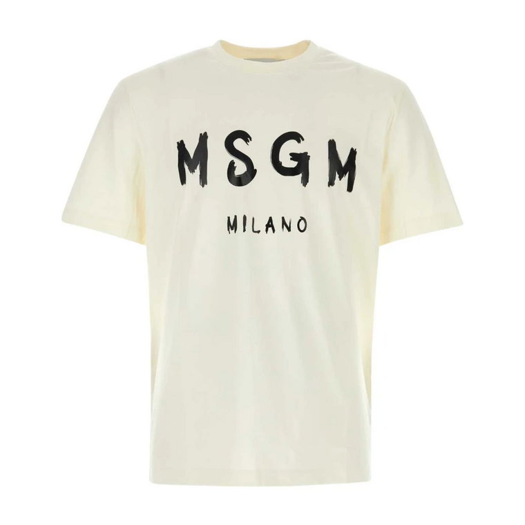 Kremowy bawełniany T-shirt - Klasyczny styl Msgm