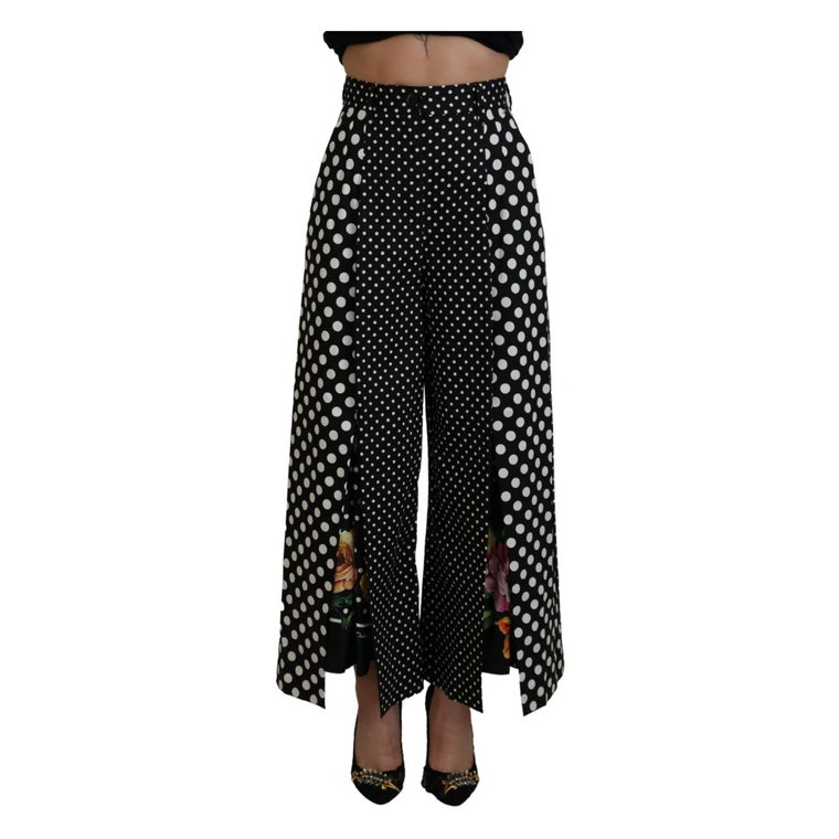 Spodnie o wysokim staniku w wielokolorowe kropki Dolce & Gabbana