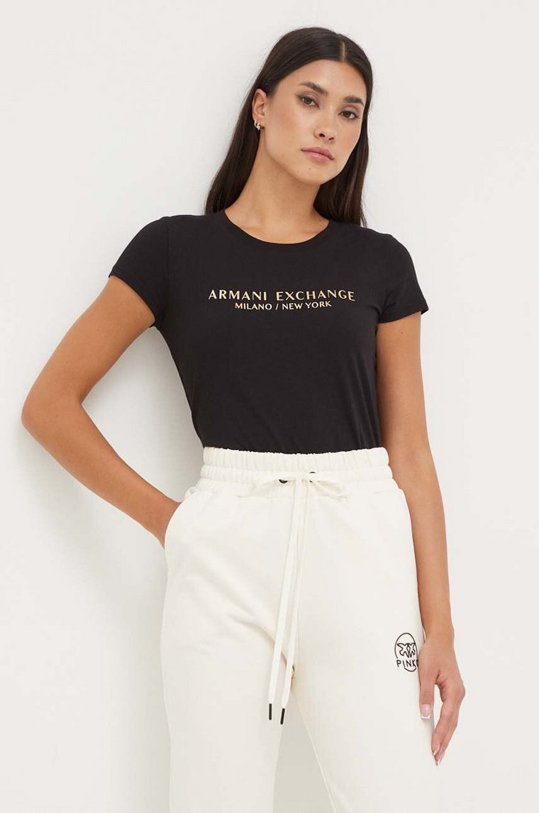 Armani Exchange t-shirt bawełniany kolor czarny