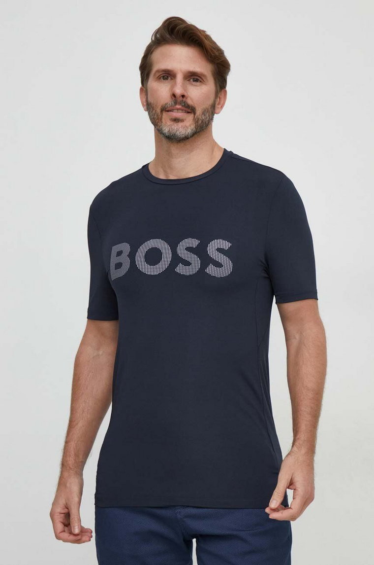 Boss Green t-shirt męski kolor niebieski z nadrukiem