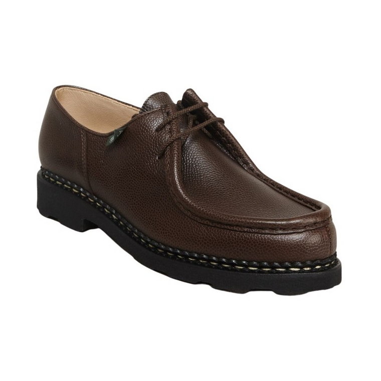 Brązowe Derby Loafersy z skóry Paraboot