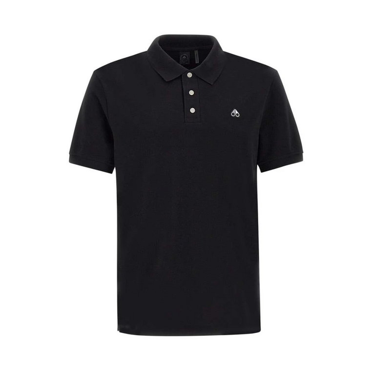 Czarny Polo Shirt z Logo Patch Moose Knuckles