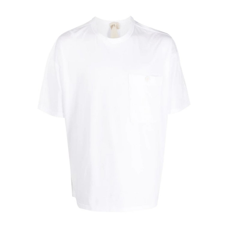 Biała Bawełniana Koszulka z Kieszenią Ten C