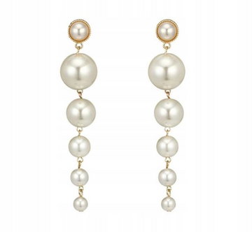 Kolczyki perły długie wiszące złote białe perłowe