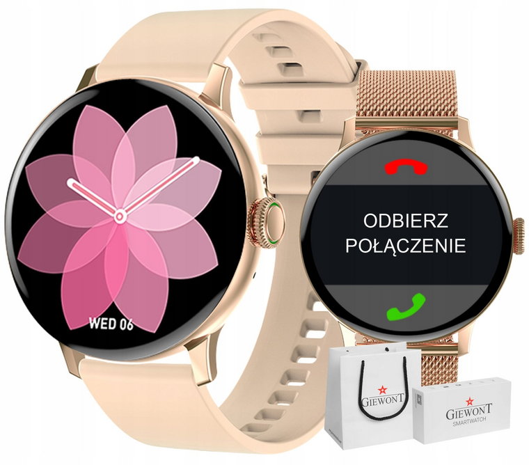 Smartwatch Zegarek Damski Złoty Rozmowy Ciśnienie