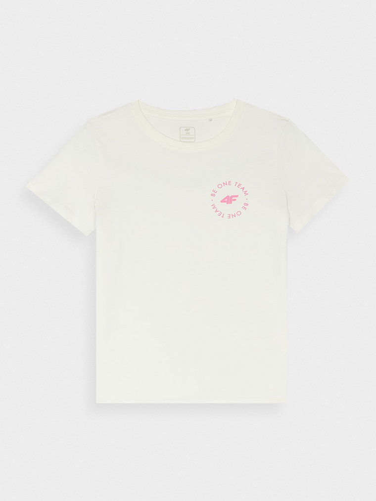 T-shirt z nadrukiem dziewczęcy - złamana biel