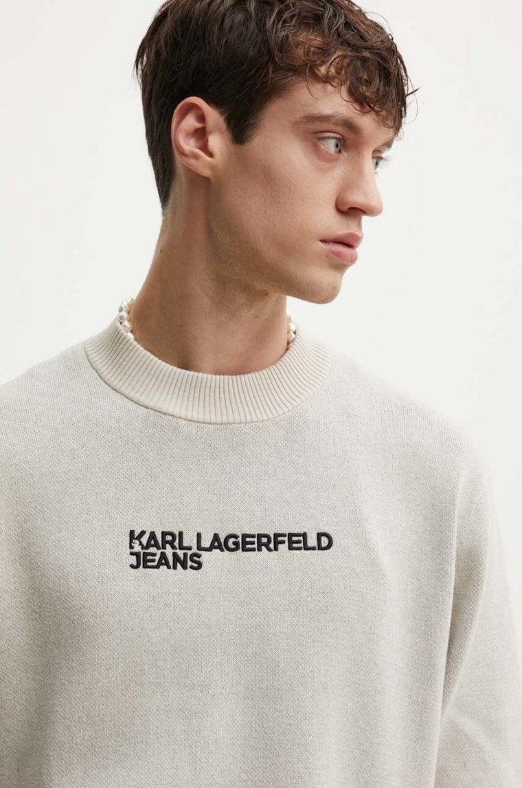 Karl Lagerfeld Jeans sweter bawełniany kolor beżowy  241D2000