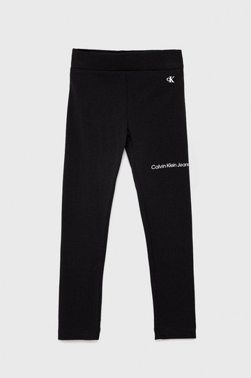 Calvin Klein Jeans legginsy dziecięce IG0IG01510.9BYY kolor czarny z nadrukiem