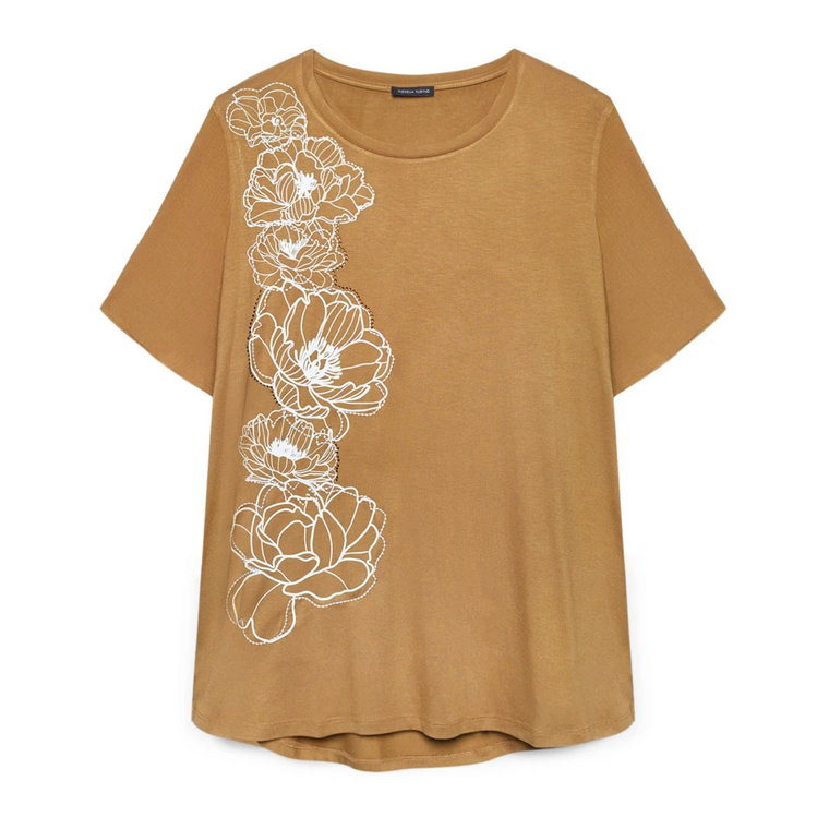 T-shirt z nadrukiem kwiatowym Fiorella Rubino