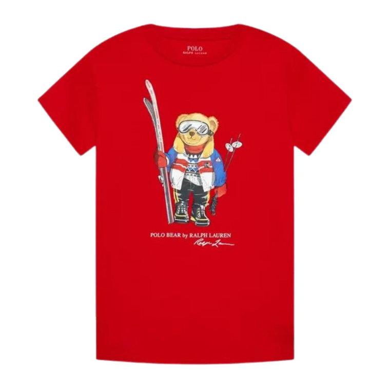 Czerwony T-shirt Dziecięcy Teddy Ski Ralph Lauren