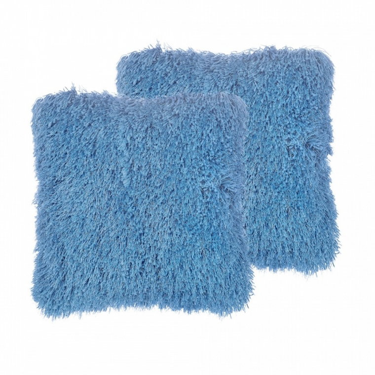 Zestaw 2 poduszek dekoracyjnych włochacze 45 x 45 cm niebieski CIDE kod: 4251682264013