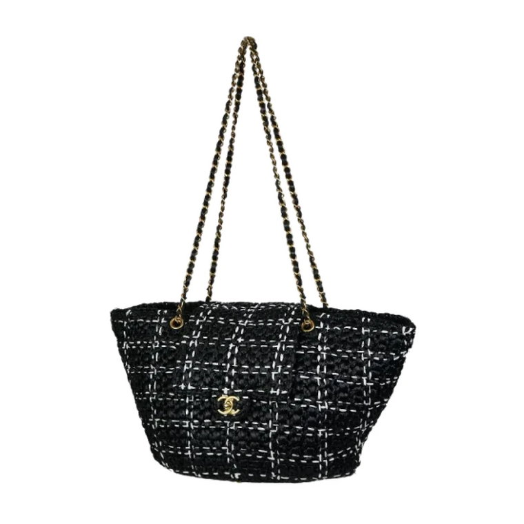 Svart Raffia Chanel Shopper Chanel Vintage