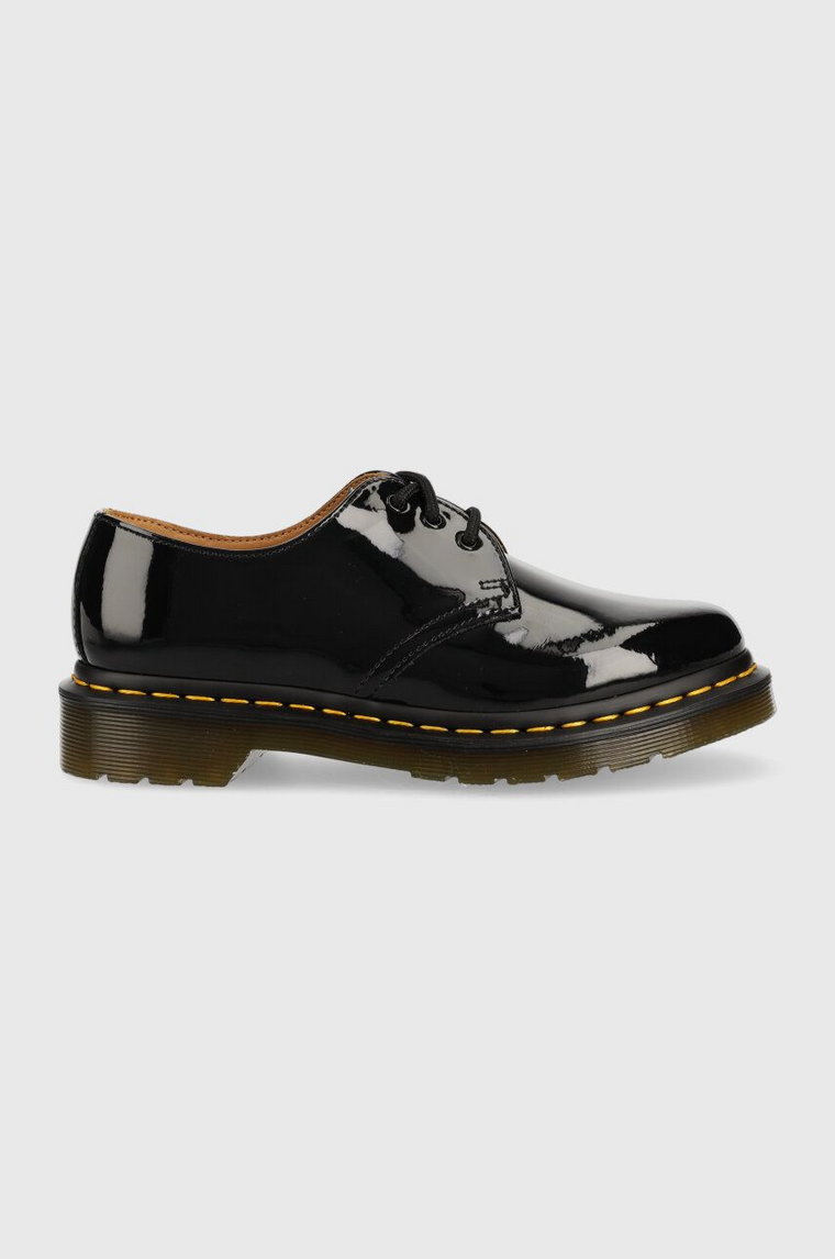 Dr. Martens półbuty Black Patent Lamper kolor czarny na płaskim obcasie 10084001