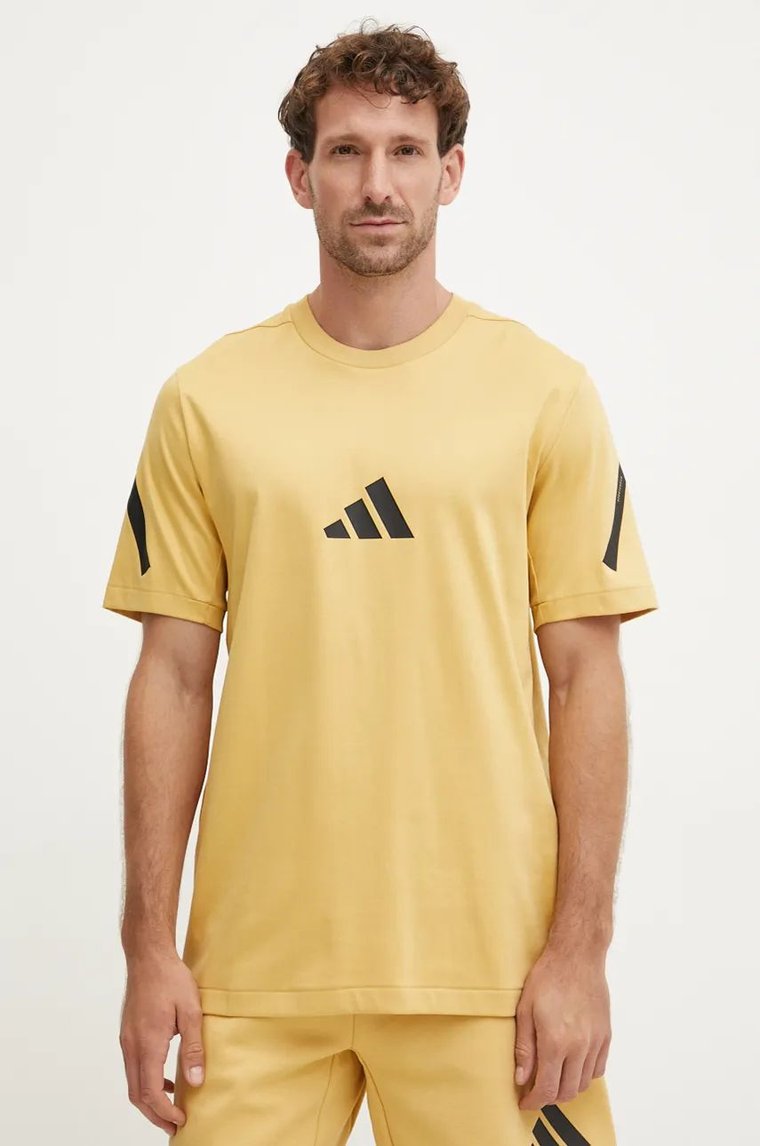 adidas t-shirt bawełniany ZNE męski kolor żółty z nadrukiem JF2458