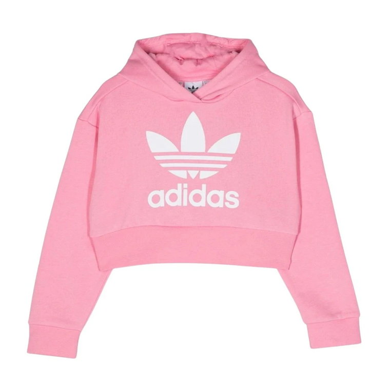 Różowy Maxi Trefoil Crop Sweatshirt dla dziewcząt Adidas Originals