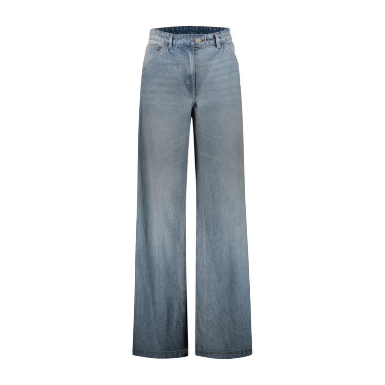 Brudny niebieski workowate jeansy z denimu, Damskie spodnie z luźnym krojem Courrèges