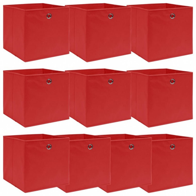 Pudełka, 10 szt., czerwone, 32x32x32 cm, tkanina kod: V-288363