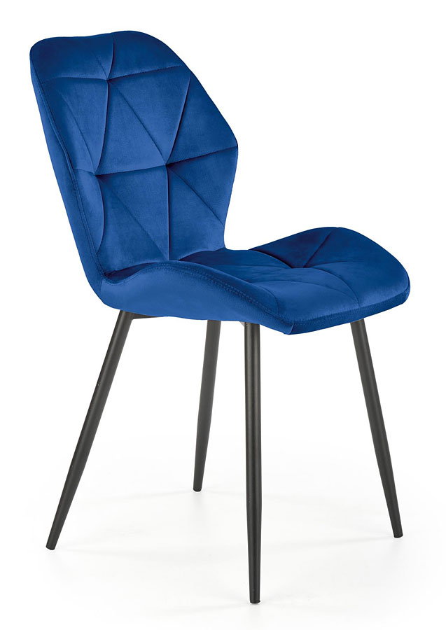 Granatowe pikowane krzesło welurowe - Laros