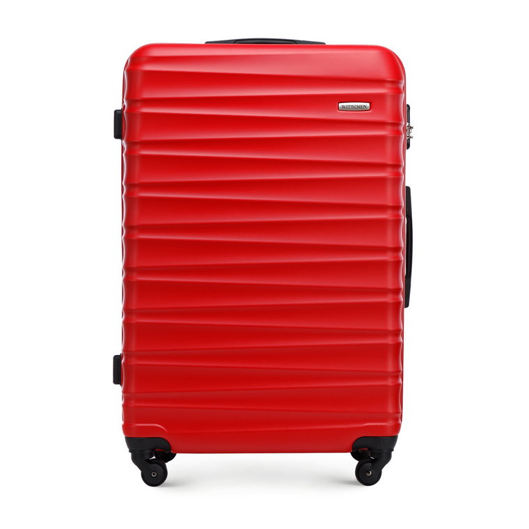 Duża walizka z ABS-u z żebrowaniem czerwona