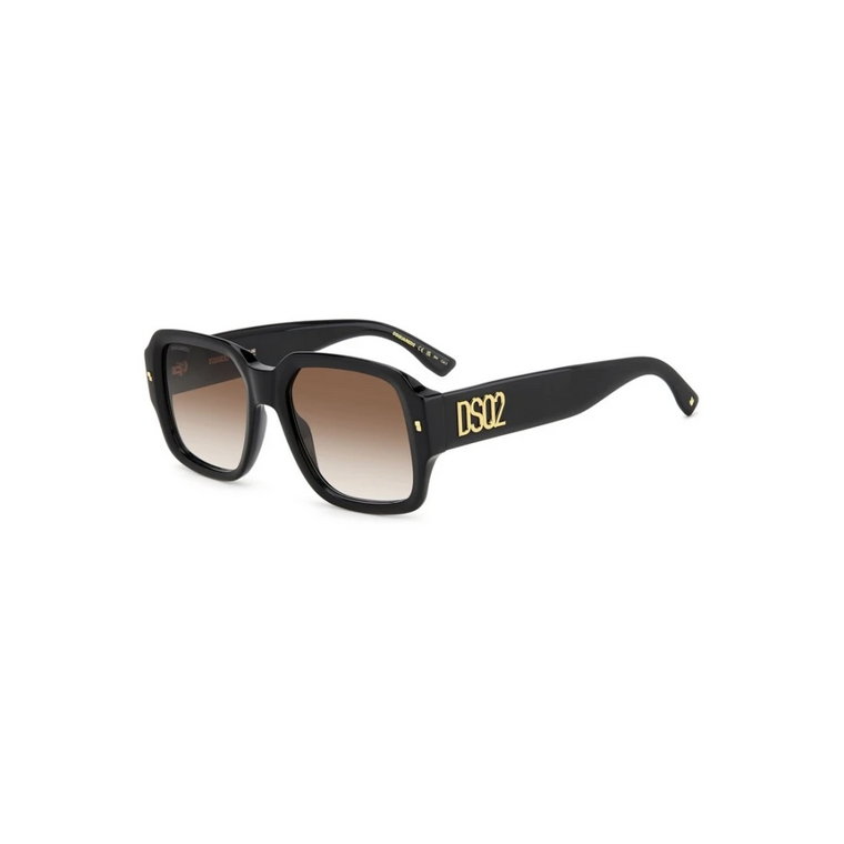 Czarne oprawki brązowe soczewki okulary przeciwsłoneczne Dsquared2
