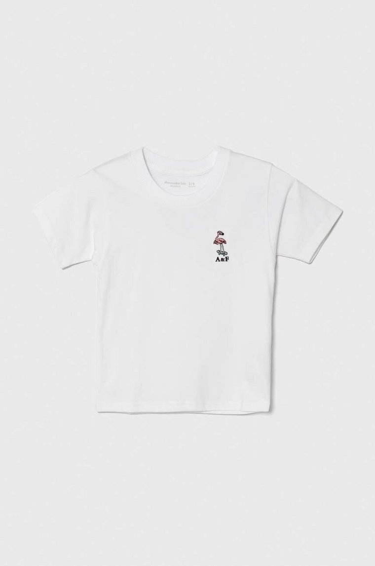 Abercrombie & Fitch t-shirt bawełniany dziecięcy kolor biały z aplikacją