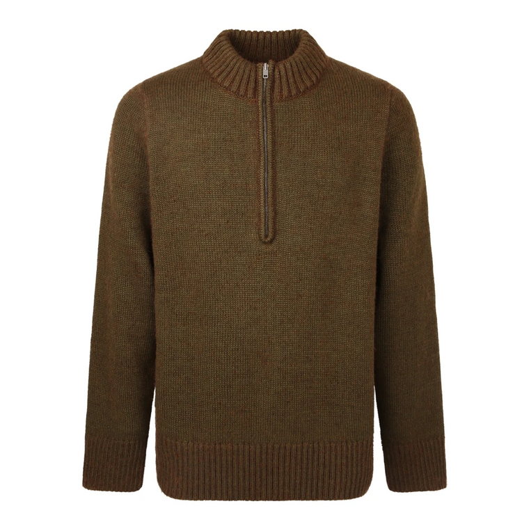 Zielono-Brunatny Sweter z Zamkiem Błyskawicznym w Wzór Żebrowany Maison Margiela