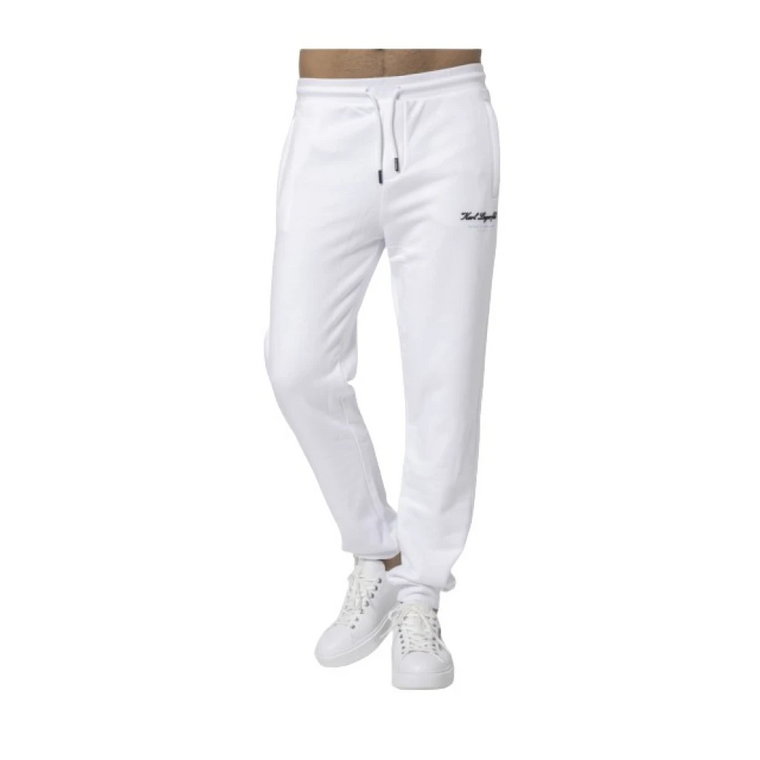 Białe Spodnie Joggingowe Signature Karl Lagerfeld