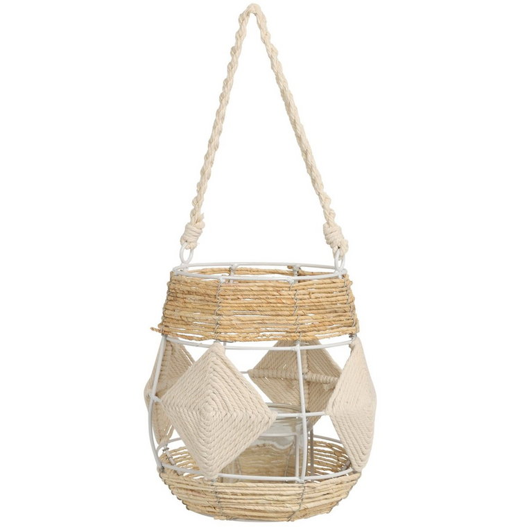 Lampion ogrodowy wiszący 20x23 cm Boho Latarenka świecznik Pleciony