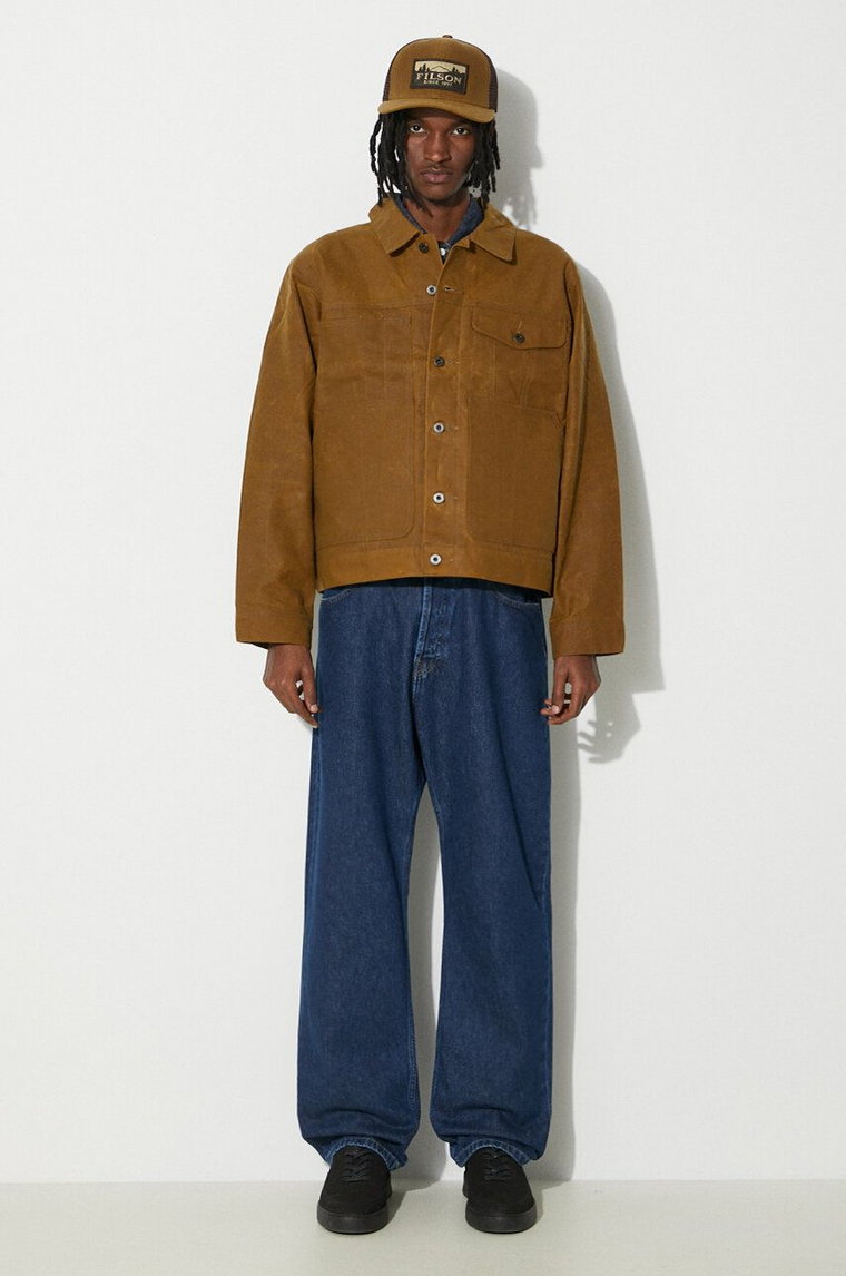 Filson kurtka jeansowa Short Lined Cruiser męska kolor brązowy przejściowa FMCPS0012
